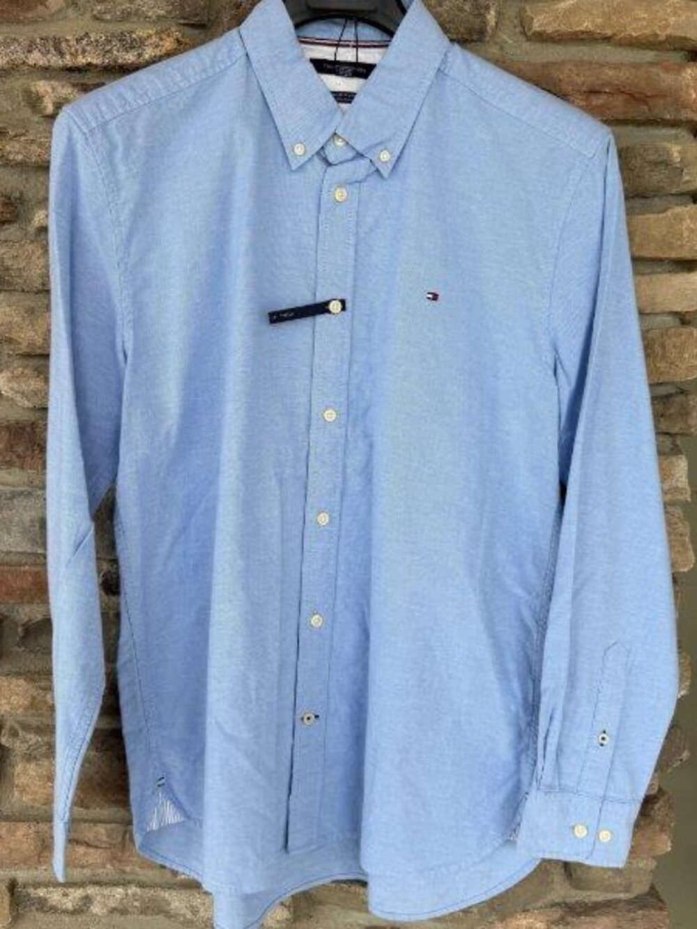 Tommy Hilfiger Men's Button Down Oxford Twill TH Flex Large Blue NWT